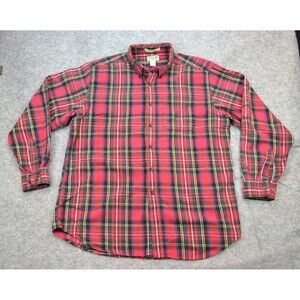 Vintage L.L. Bean Men's large red‎ plaid Buttom Up flannel shirt Traditional fit